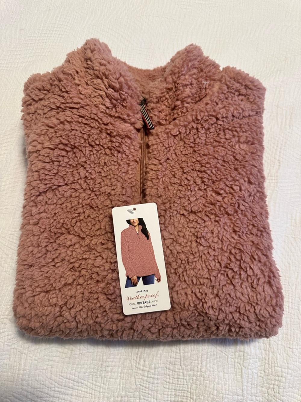 Weatherproof XL Women's Dusty Pink Teddy Sherpa Half-Zip Jacket